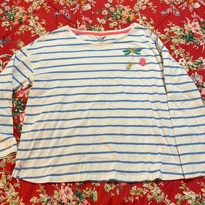 Joules Stripped long Sleeve Insect Embroidery- Size 8